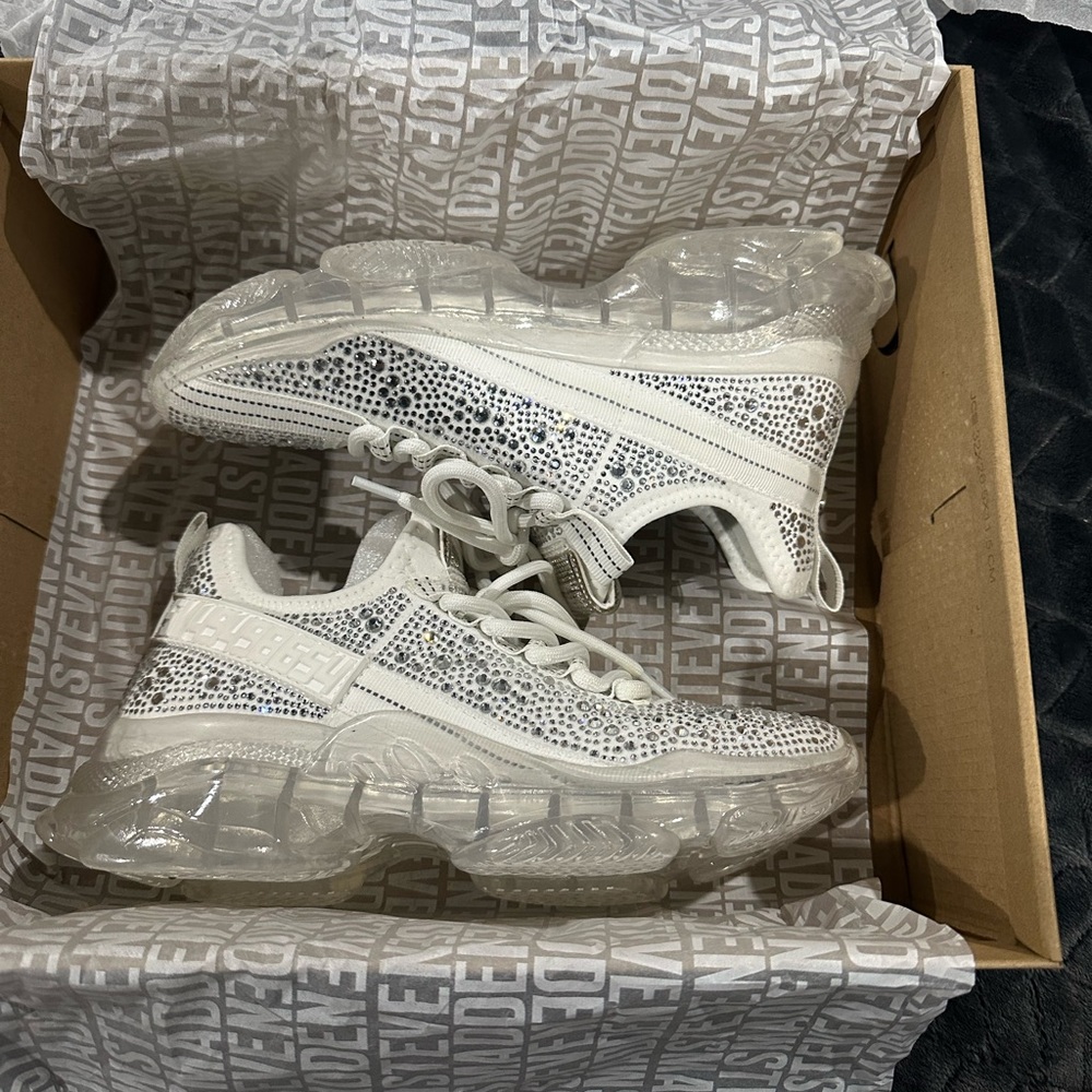 Steven Madden Women's Maxima Rhinestone-Trim Trainer Sneakers